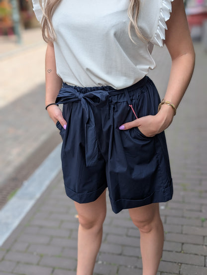 Katoenen paperbag Short - Donkerblauw
