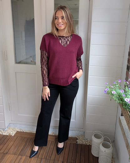 Joly V-hals knit - Bordeaux