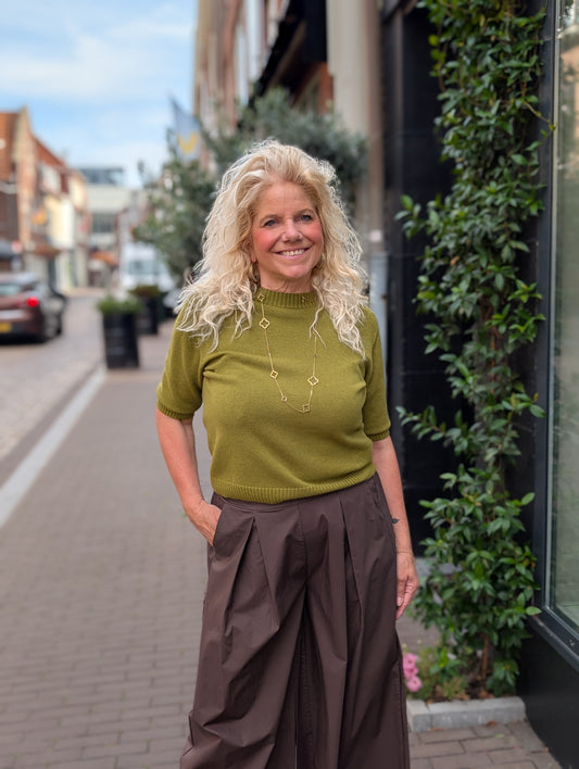 Pattie trui met ronde hals - Pistache