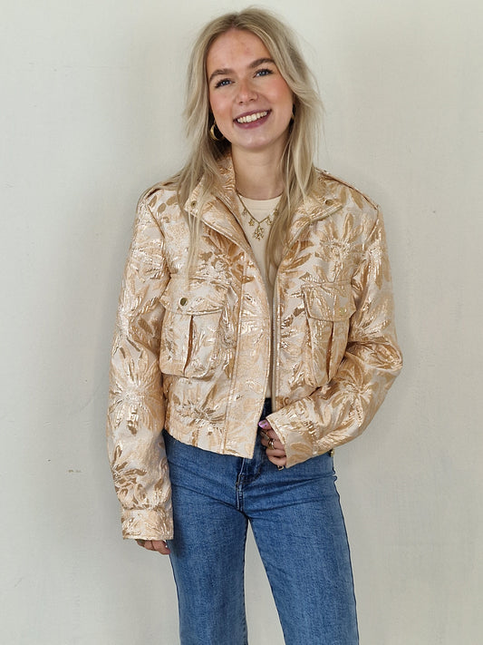 Babs bomber jas - Beige/ goud