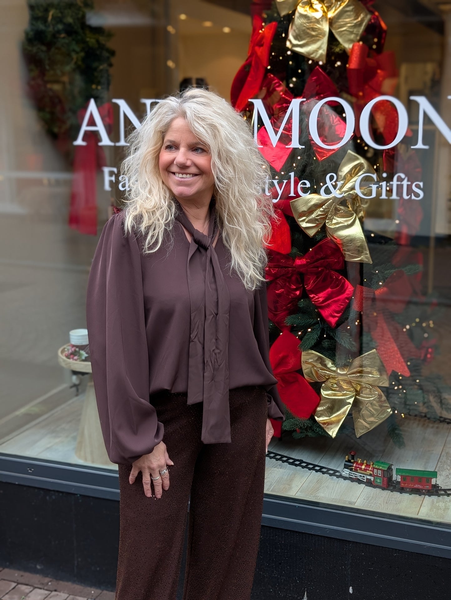 Amey strik blouse - Bruin