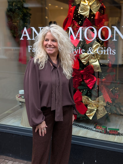 Amey strik blouse - Bruin