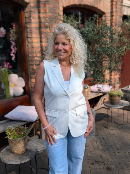 Gestreepte Demi gilet - Wit