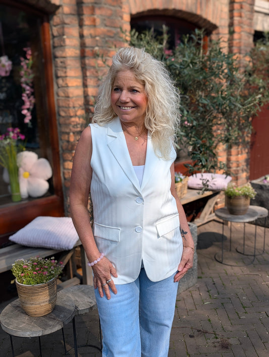 Gestreepte Demi gilet - Wit