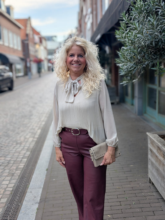Plisse blouse Amanda - Beige