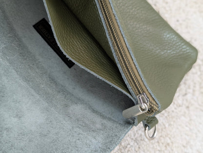 Leren envelop tasje Senna - Groen