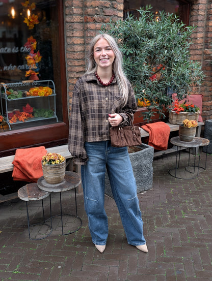 Jany ruiten blouse - Bruin / taupe