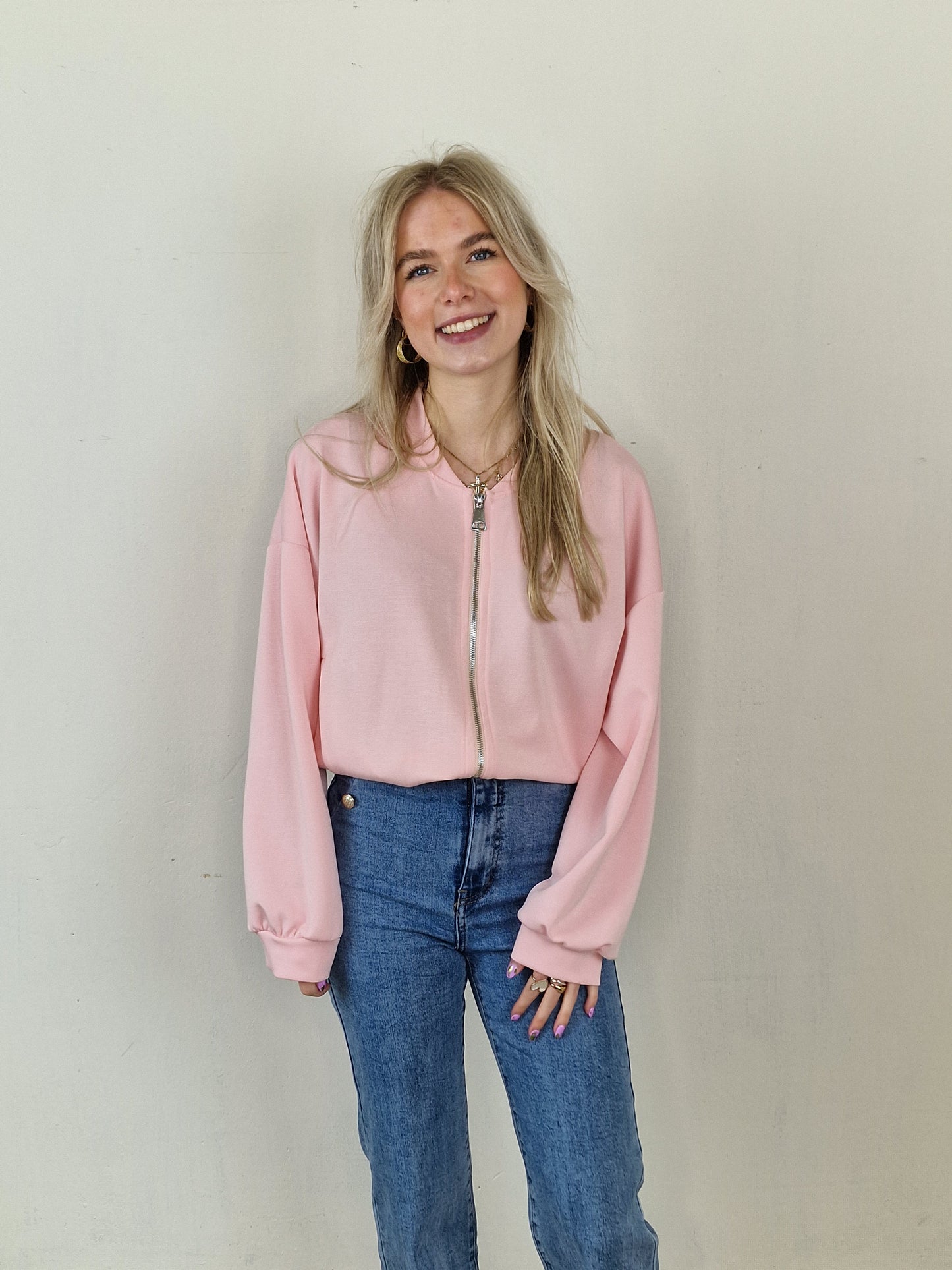 Jersey vest Nienke - Roze