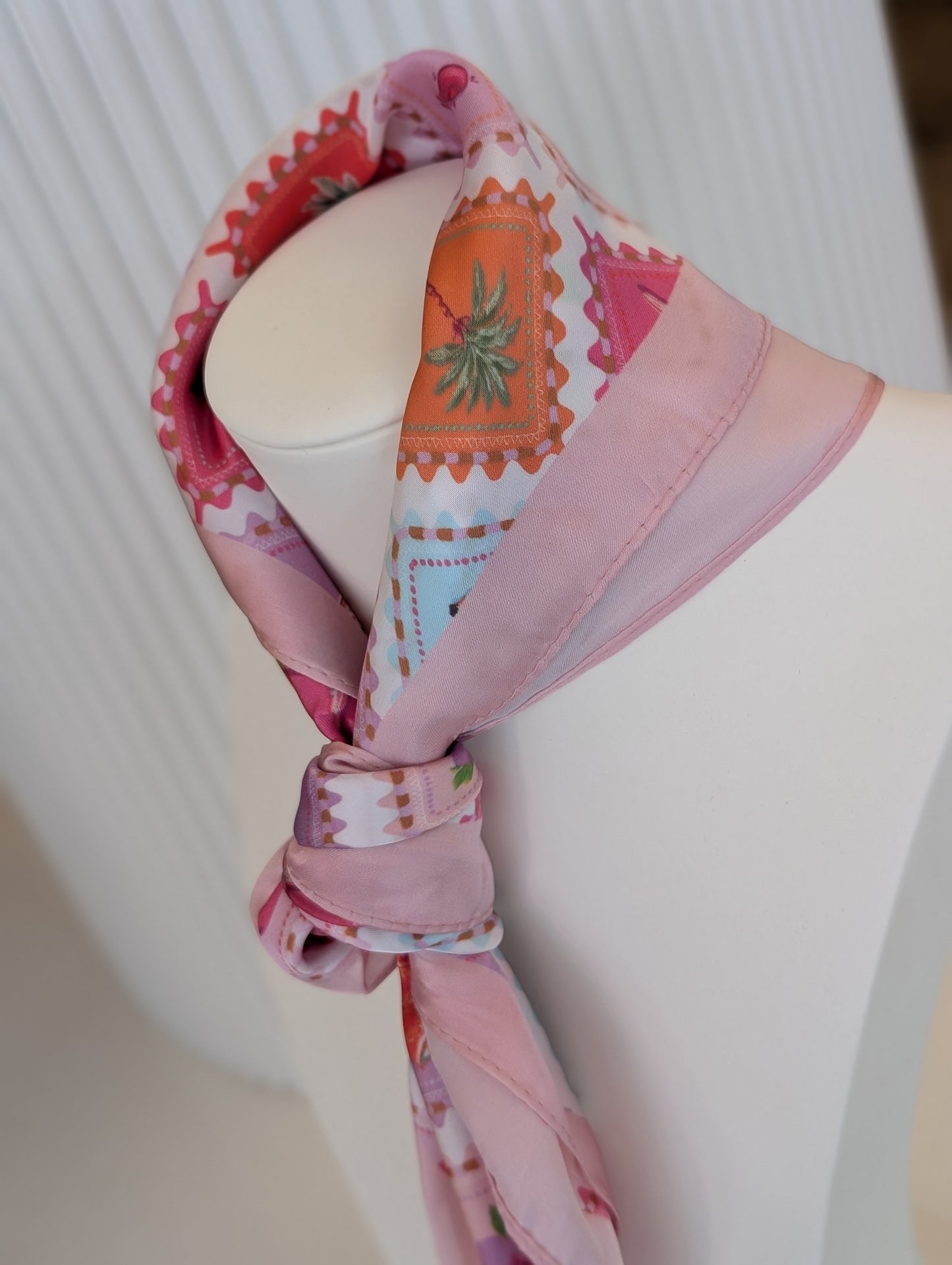 Kreeft print sjaal - Rood  / rose / licht blauw