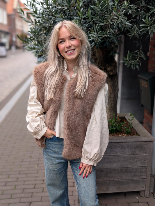 Ruth bont look gilet - Lichtbruin