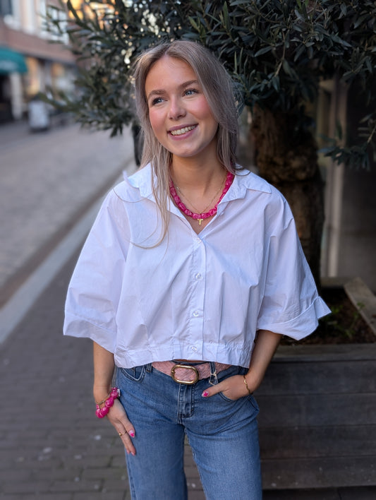 Lou korte blouse - Wit
