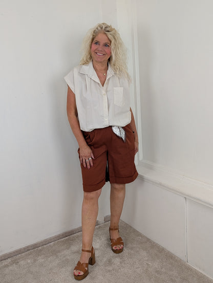Katoenen scarf short - Brique