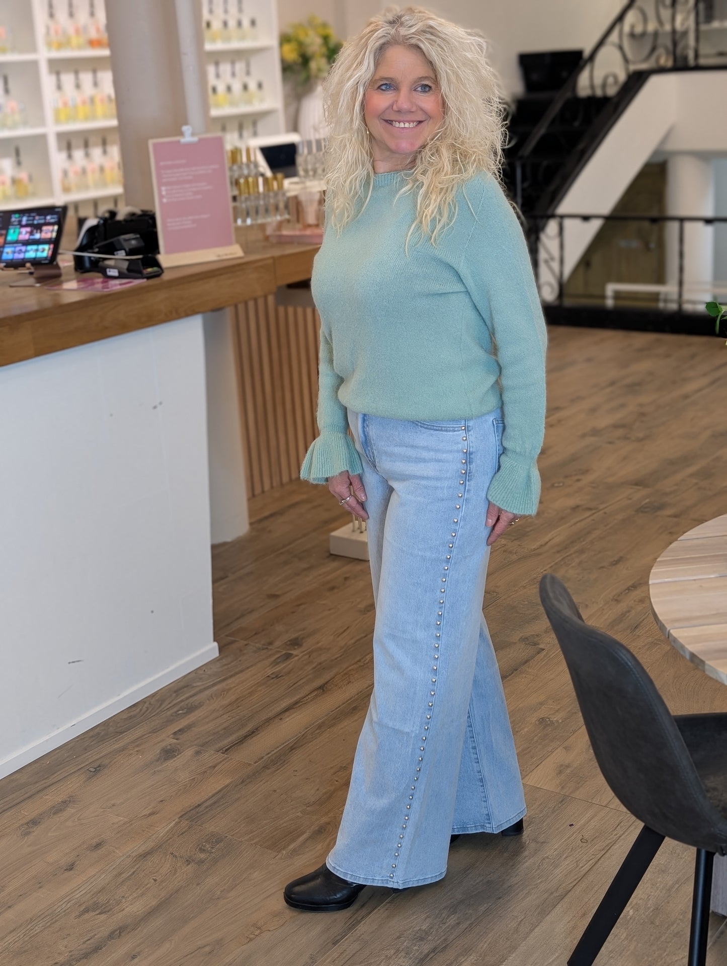 Sache studs wide leg jeans