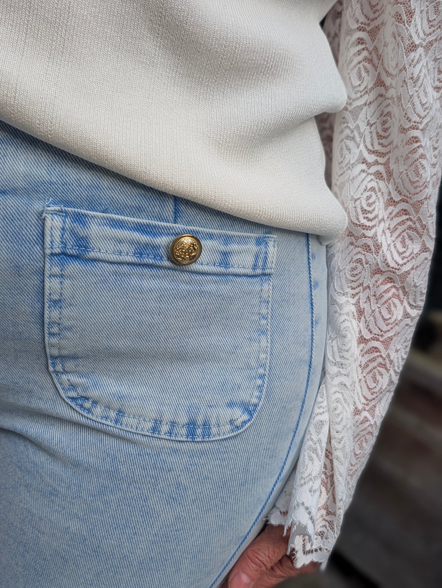 Wide leg jeans washed Renske - Blauw