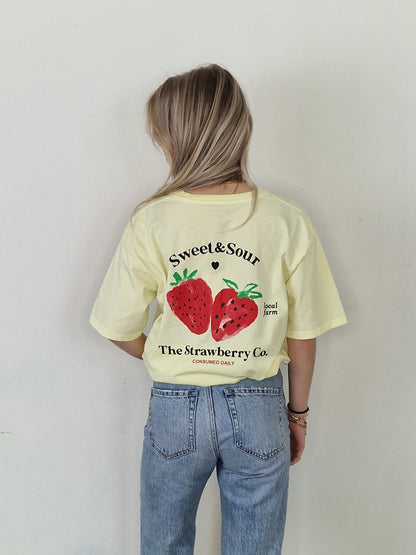 Aardbei shirt - Geel