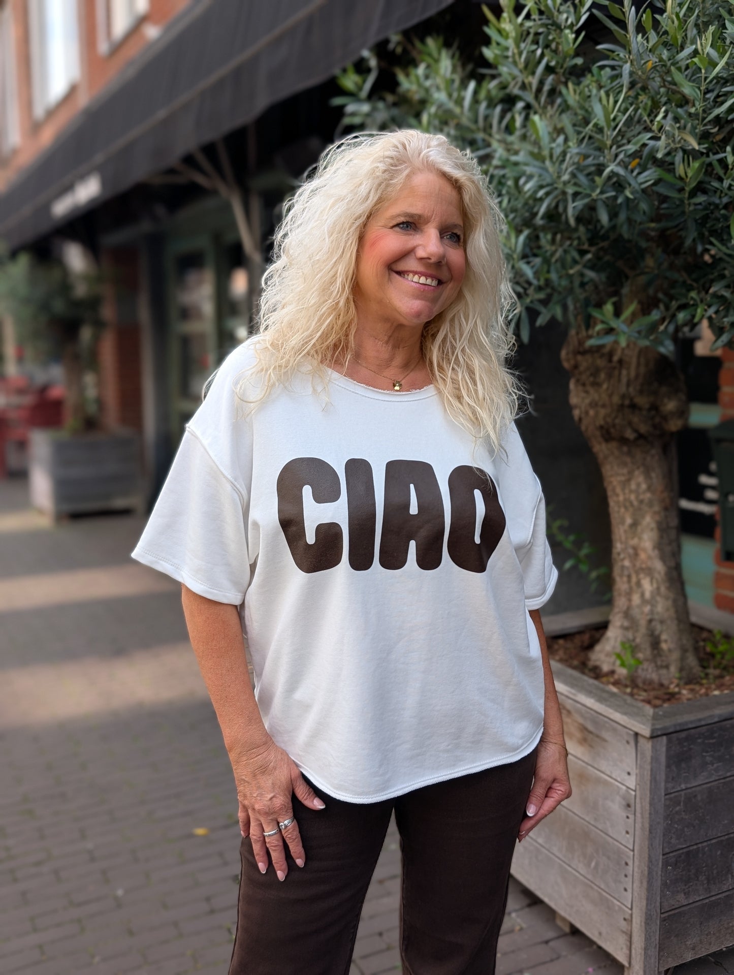 Ciao sweater shirt Loise - Wit/Bruin