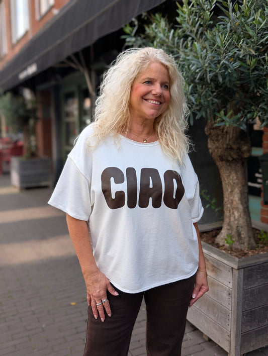 Ciao sweater shirt Loise - Wit/Bruin
