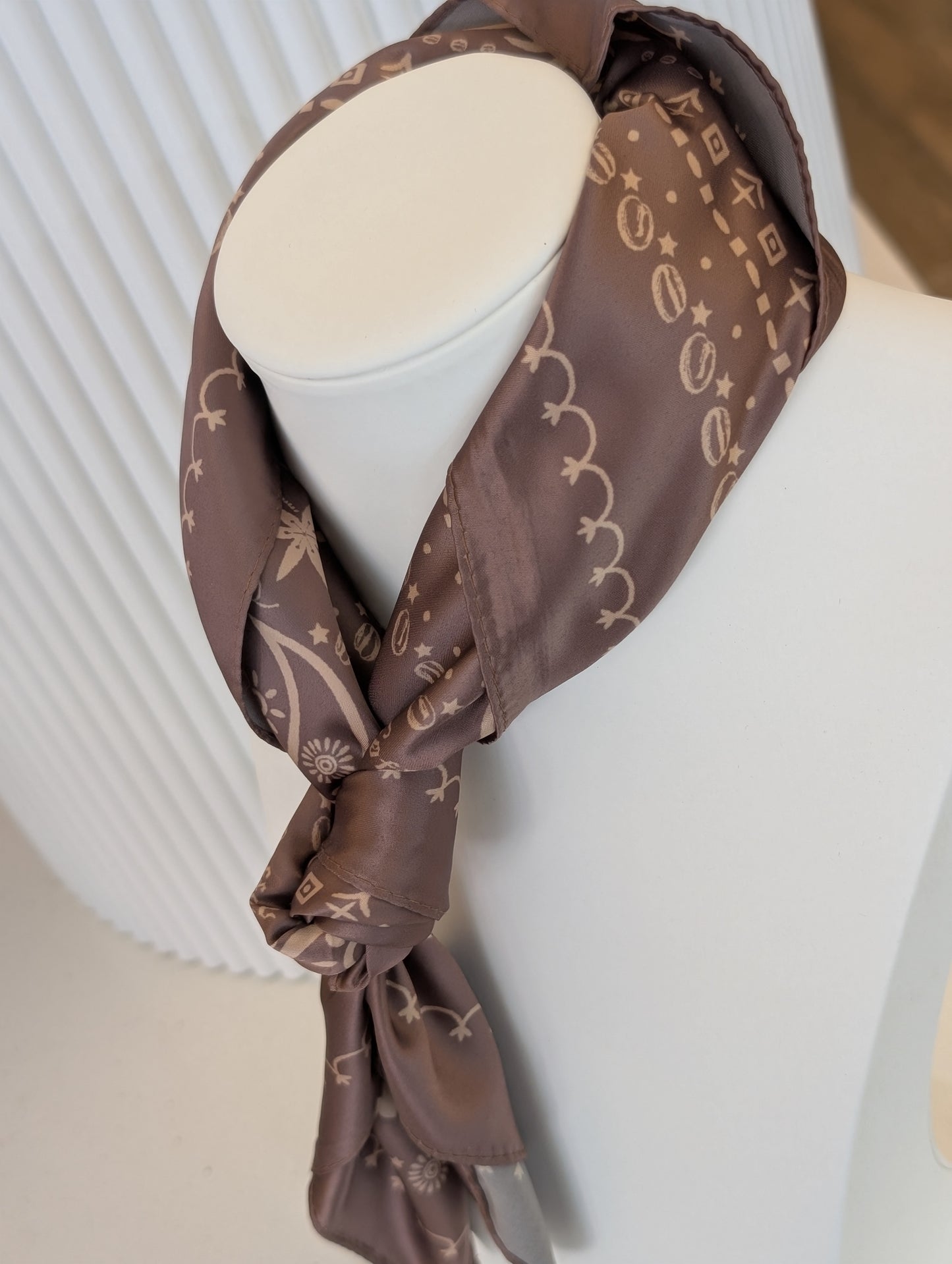 Print sjaal - Bruin / creme