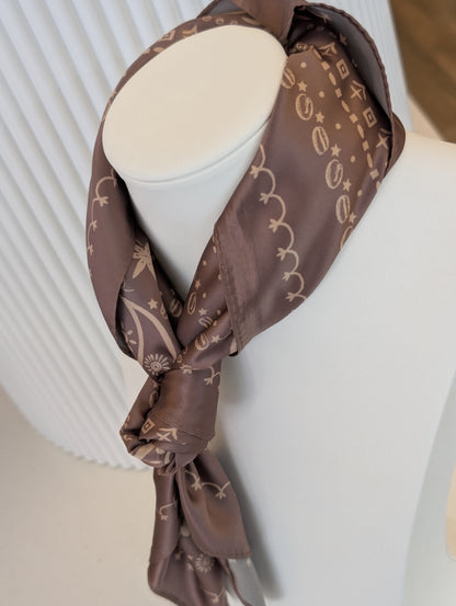 Print sjaal - Bruin / creme