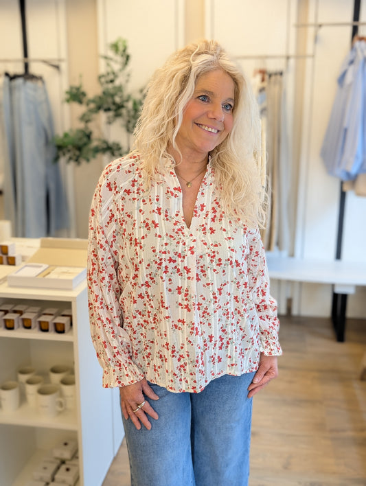 Blouse Emy bloemen - Rood