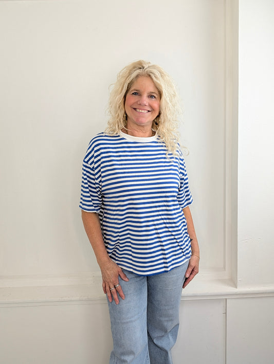 Gestreept shirt Isa - Kobalt blauw/ wit