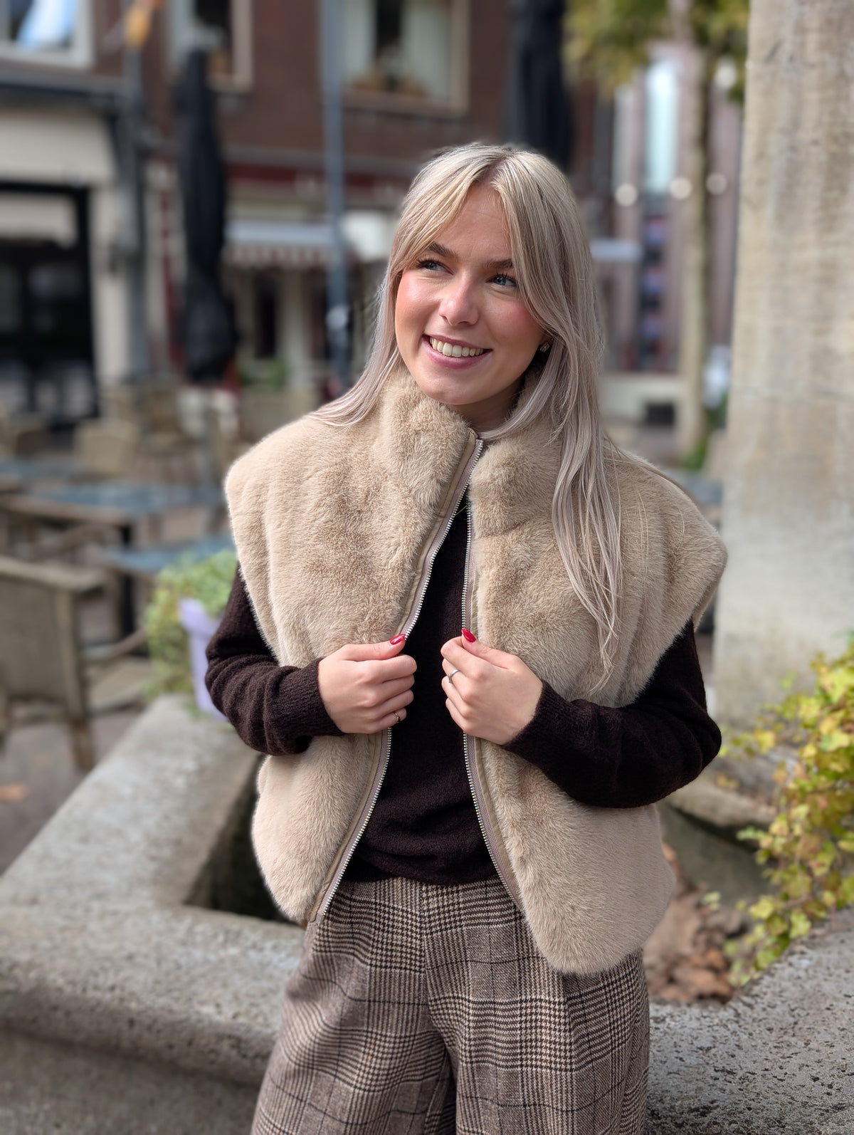 Vera twee kanten te dragen bodywarmer - Beige