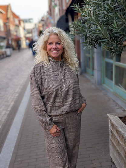 Bolu ruit bomber trui - Taupe / bruin