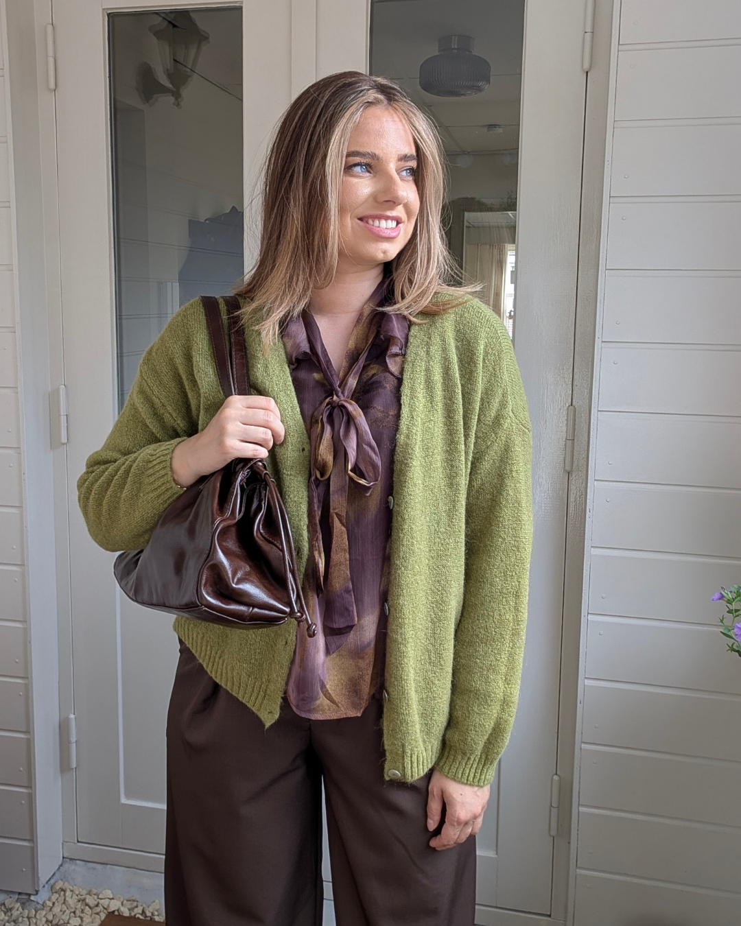 Sienna Alpaca Wol Cardigan - Mos Groen