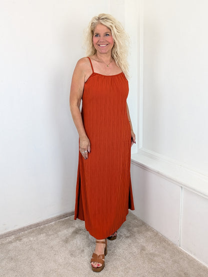 Golden hour crincle maxi dress - Brique