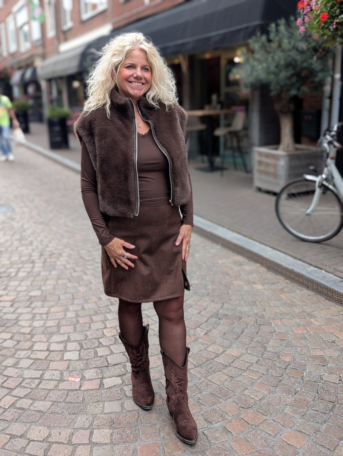 Tagy suede look Skort – Bruin