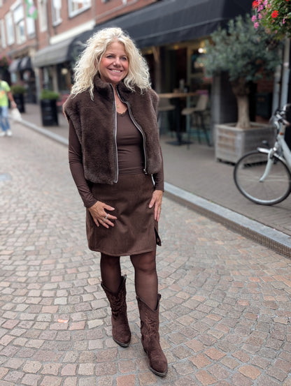 Tagy suede look Skort – Bruin