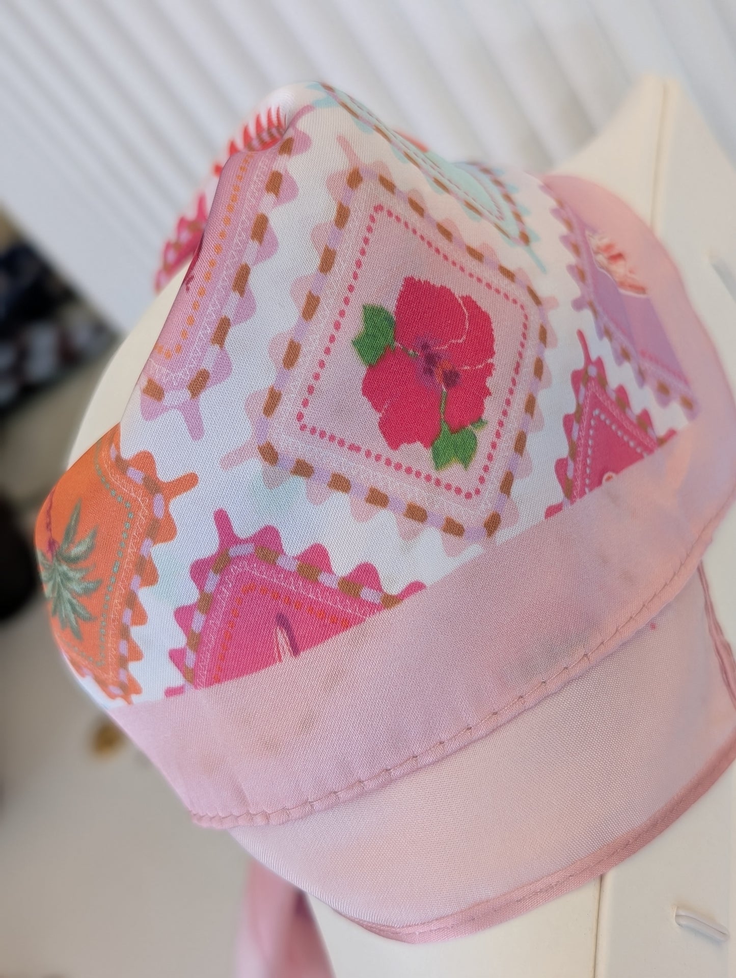 Kreeft print sjaal - Rood  / rose / licht blauw