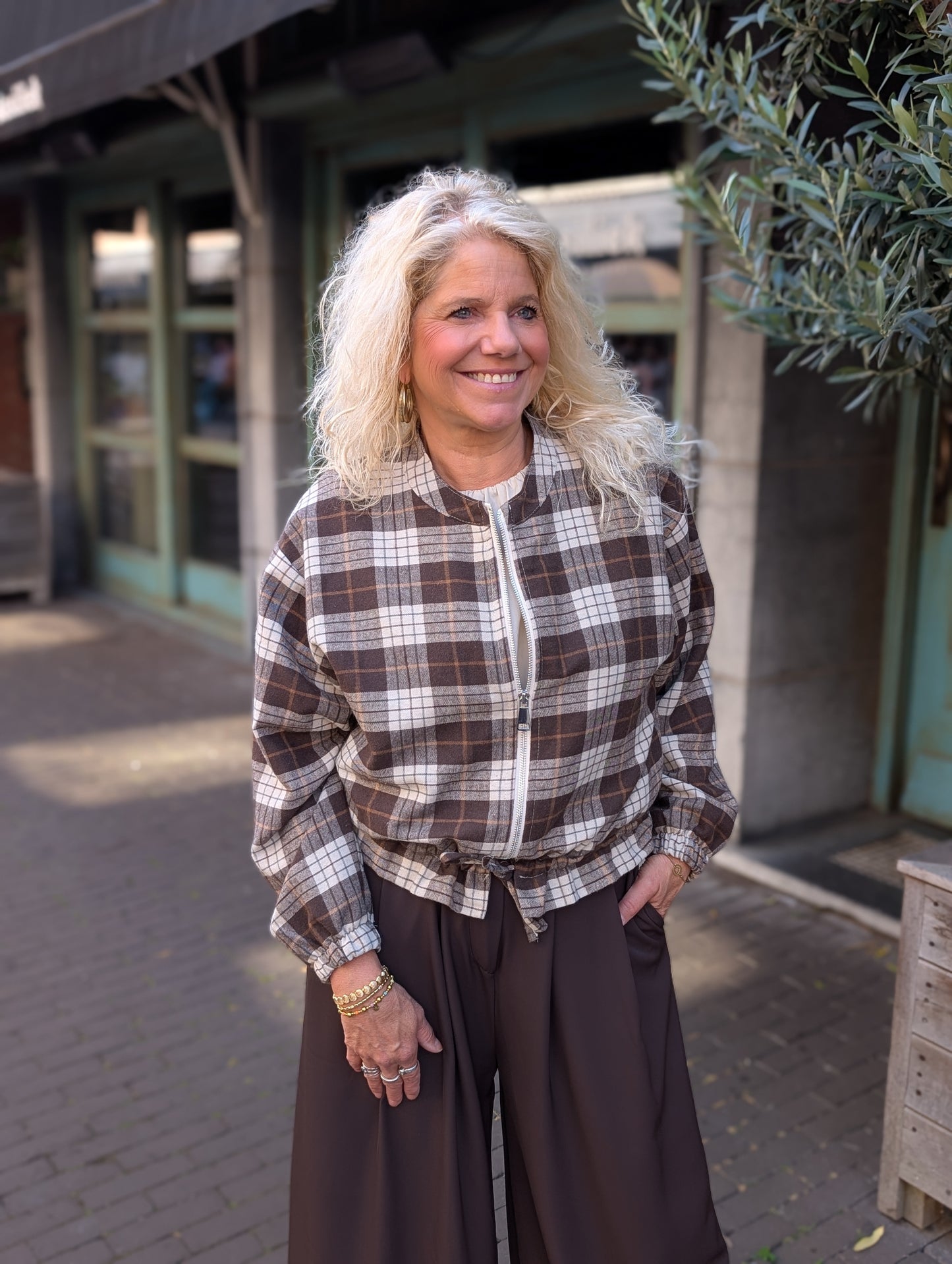 Blouse vest geruit - Bruin