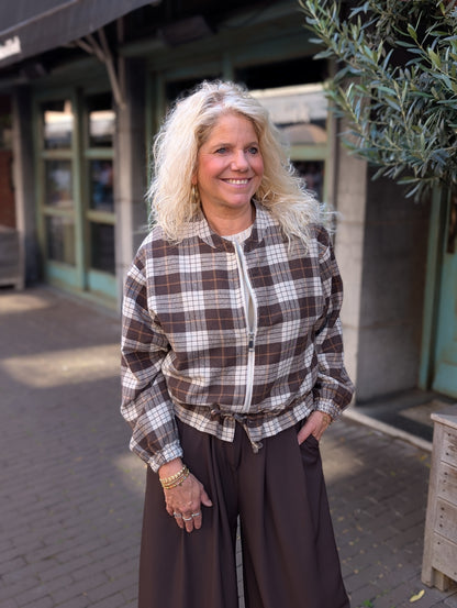 Blouse vest geruit - Bruin