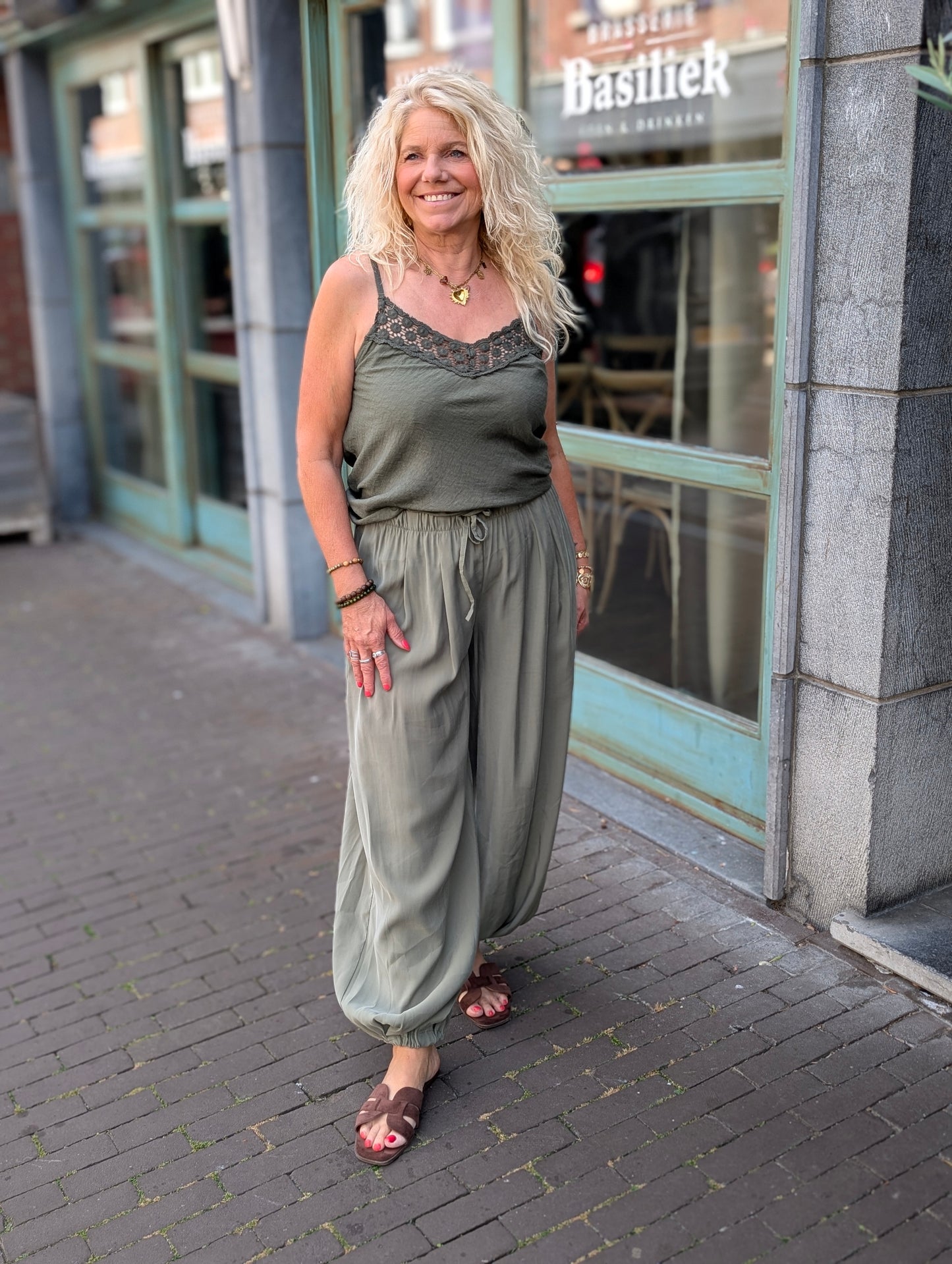 Daisy opengewerkte top - Groen