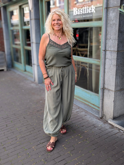 Daisy opengewerkte top - Groen