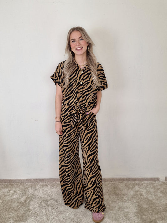 Nicole pantalon - Zebra print Bruin/ zwart