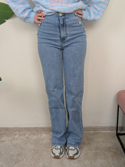 Marine jeans met gouden knopen - Jeans blauw