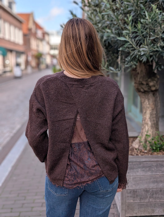 Lace trui Indi - Bruin
