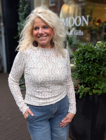 Vallery kanten top - Ecru