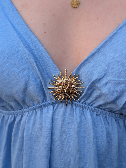 Bailey jurk met broche - Licht blauw