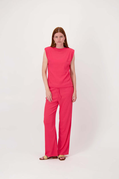 Zusss mouwloze crincle top - Rasberry