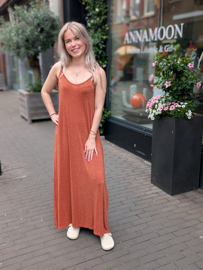 Maxi glitter jurk - Brique