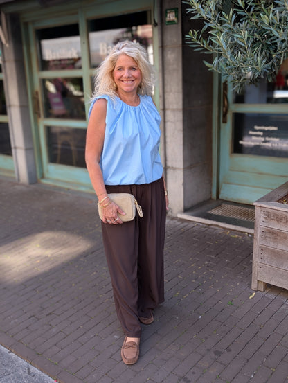 Blouse ballon top Emmy - Lichtblauw