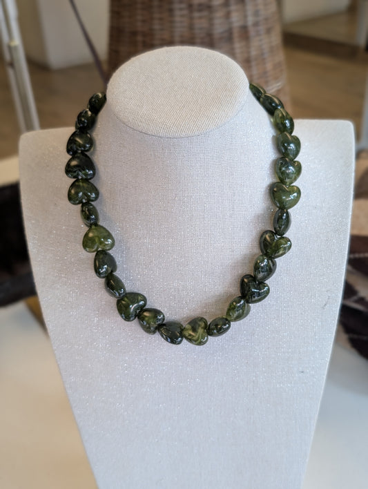 hartjes kralen ketting - Groen