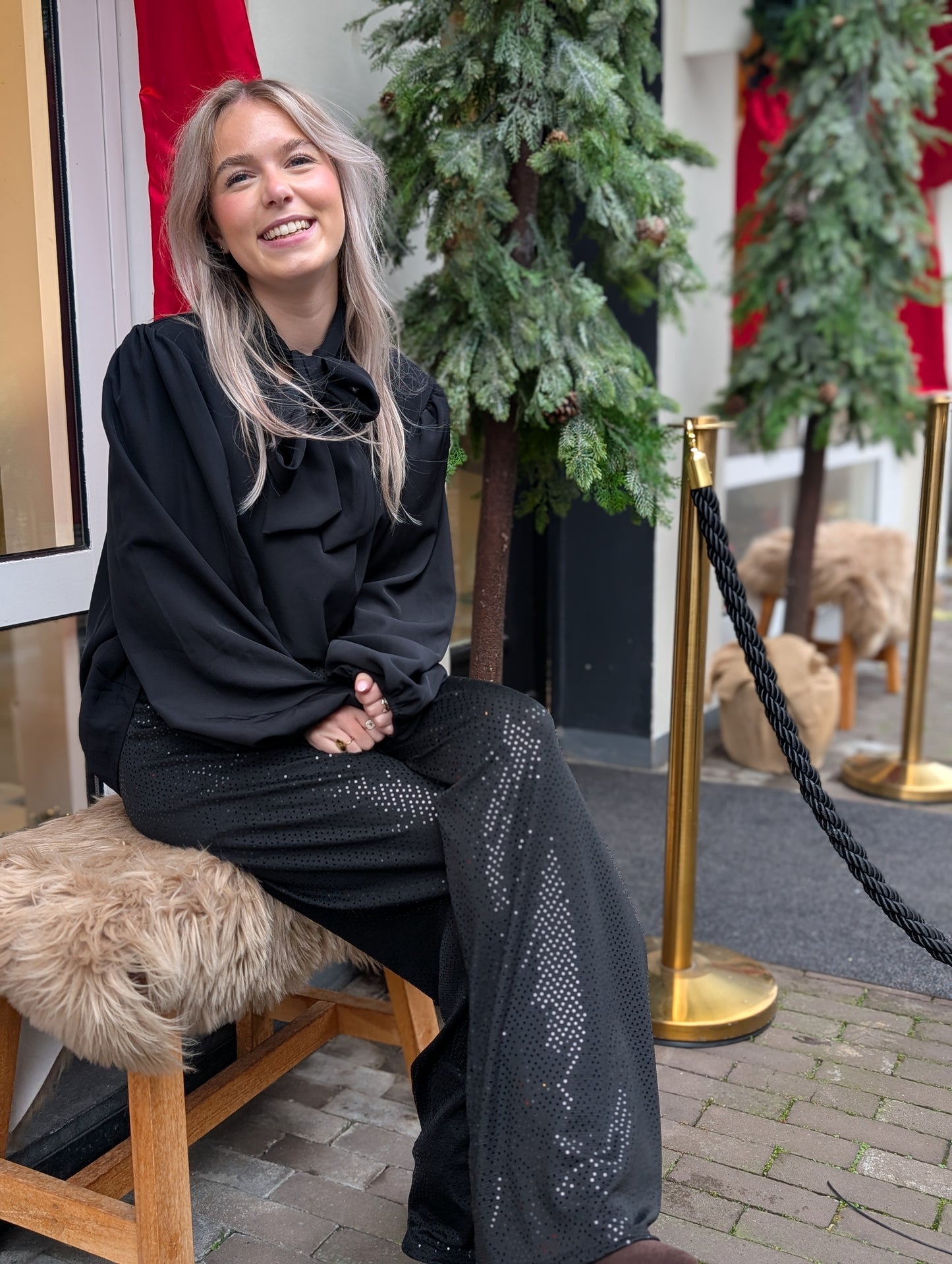 Amey strik blouse - Zwart