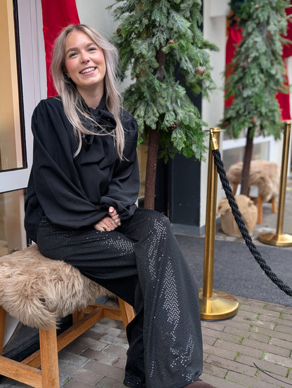 Amey strik blouse - Zwart