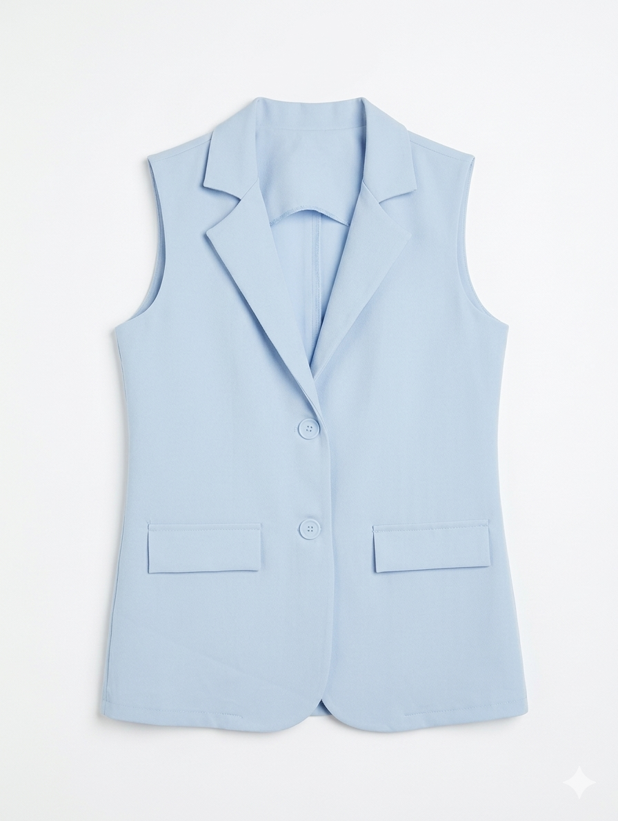 Gestreepte Demi gilet - Lichtblauw