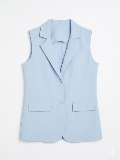 Gestreepte Demi gilet - Lichtblauw
