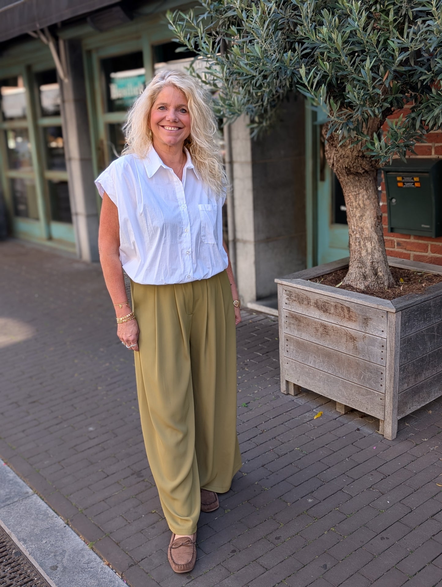 Pallazo broek Yvet - Pistache